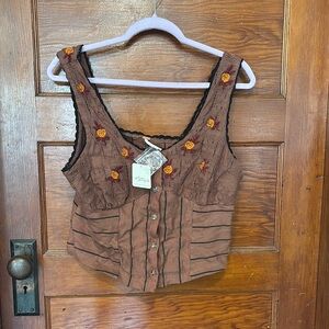 Dark Rust Embroidered Women's Top